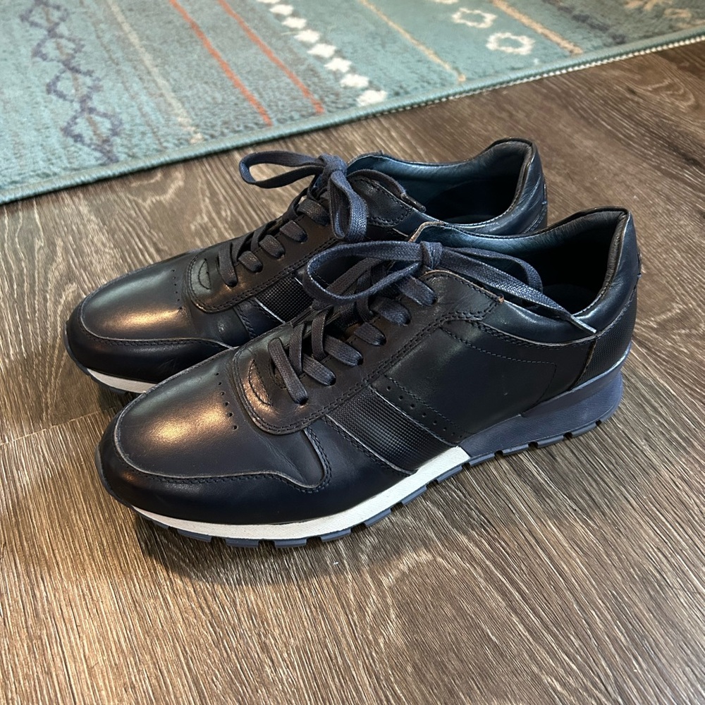 Ike Behar Men's Navy Blue Runner Leather Sneakers 9